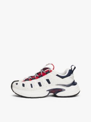 multi archive leather signature trainers for women tommy jeans