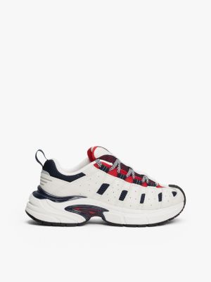 multi archive leather signature trainers for women tommy jeans