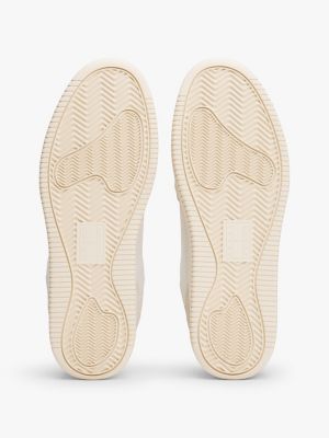 weiß basketball-sneaker mit feinem profil und leder für damen - tommy jeans