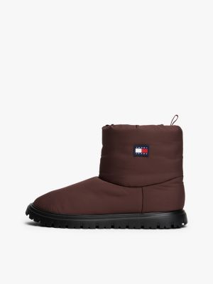 brown warm lined cleat snow boots for women tommy jeans