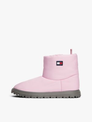 pink warm lined cleat snow boots for women tommy jeans