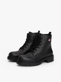 Leather Cleat Lace-Up Ankle Boots — Black 2