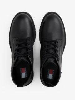 Leather Cleat Lace-Up Ankle Boots — Black 3