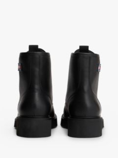 Leather Cleat Lace-Up Ankle Boots — Black 4