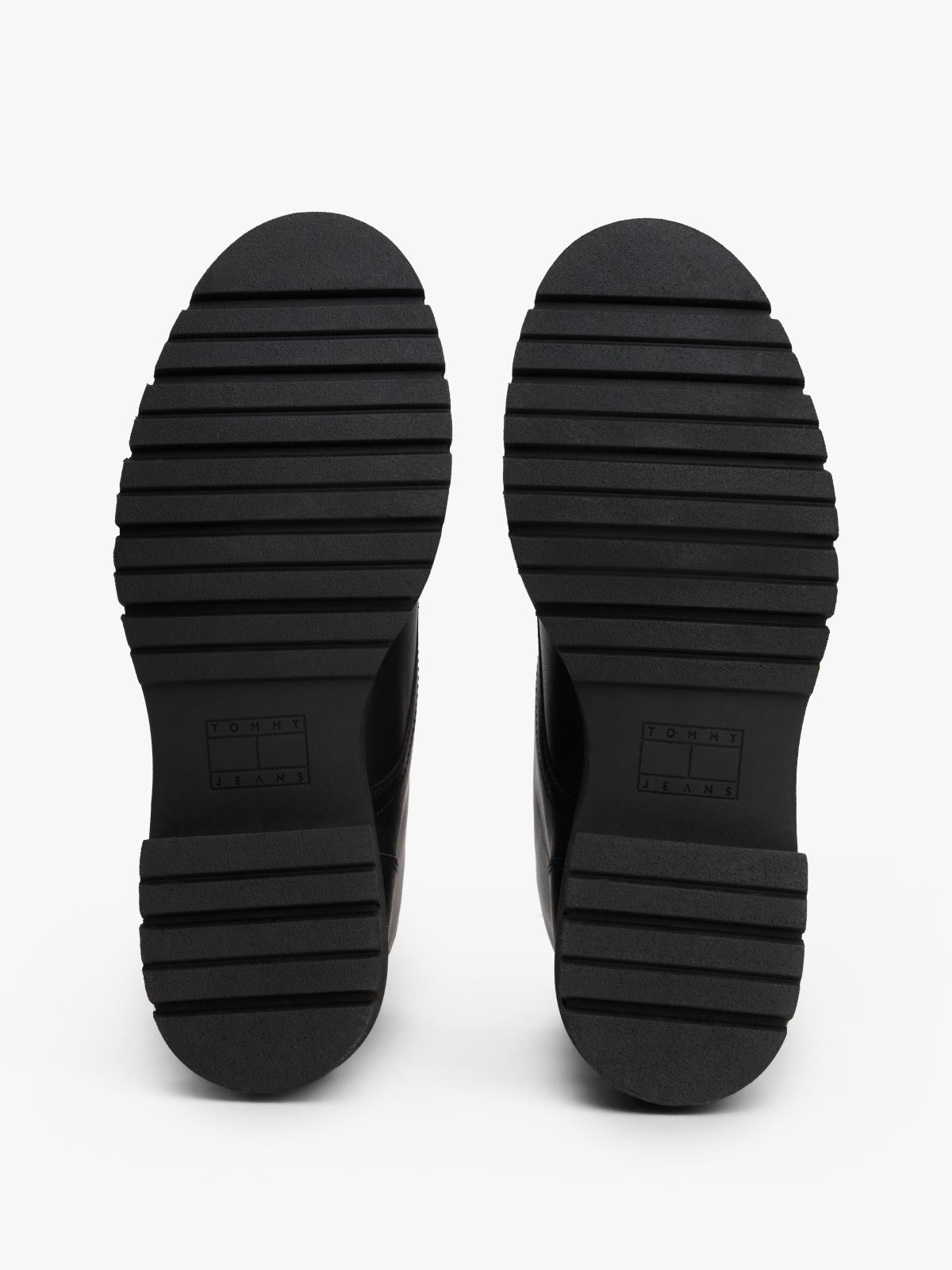 Leather Cleat Lace-Up Ankle Boots — Black