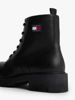 Leather Cleat Lace-Up Ankle Boots — Black 6