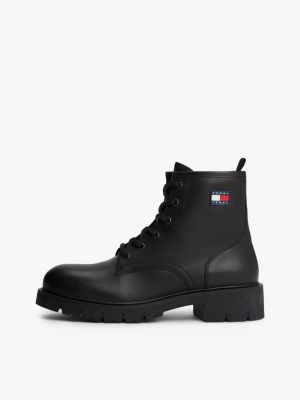 schwarz rutschhemmende schnürstiefelette aus leder für damen - tommy jeans