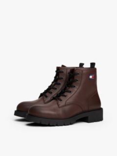 Leather Cleat Lace-Up Ankle Boots — Brown 2