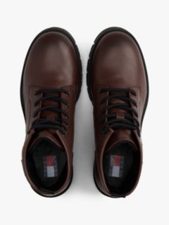 Leather Cleat Lace-Up Ankle Boots — Brown 3