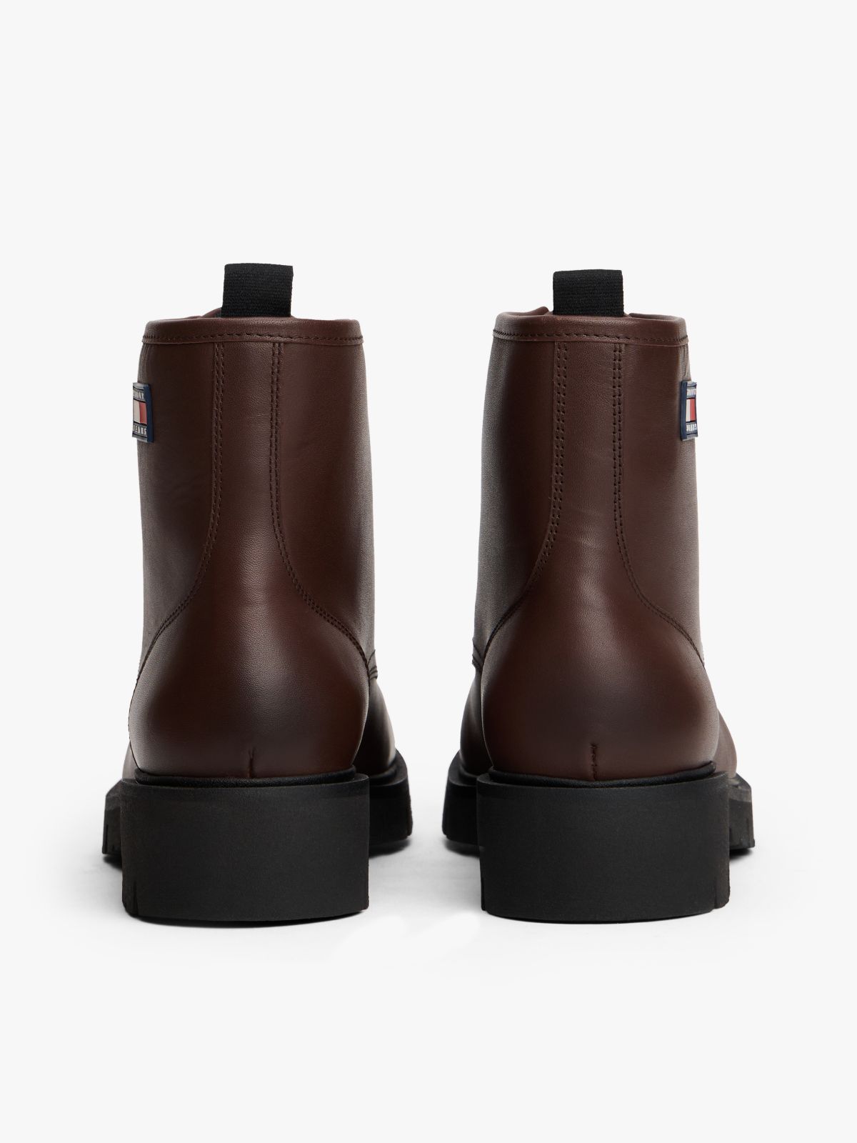 Leather Cleat Lace-Up Ankle Boots — Brown