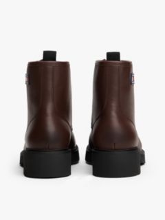 Leather Cleat Lace-Up Ankle Boots — Brown 4