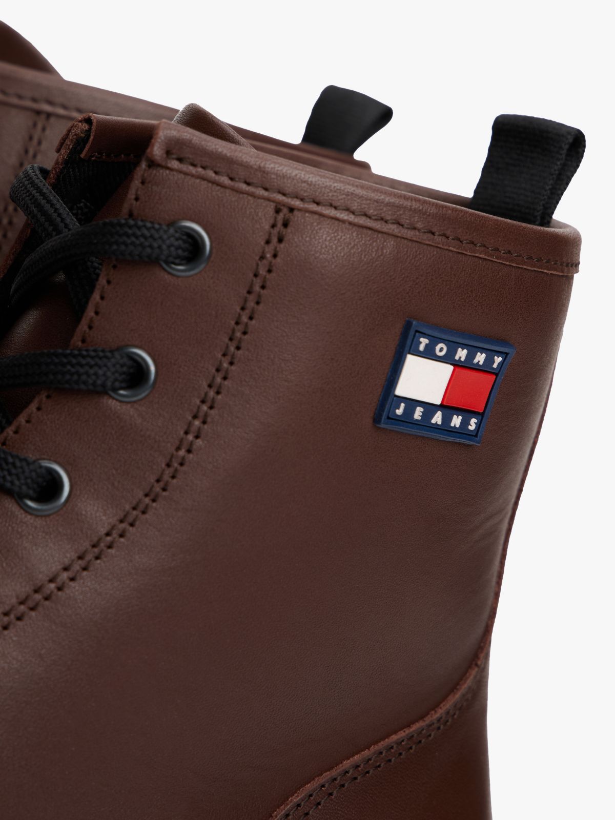Leather Cleat Lace-Up Ankle Boots — Brown
