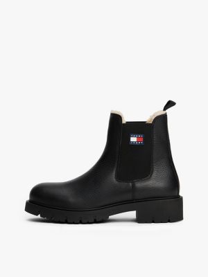 czarny skórzane sztyblety z ciepłą wyściółką dla kobiety - tommy jeans
