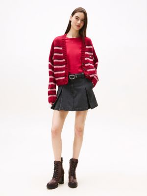 brązowy skórzane sznurowane buty na obcasie dla kobiety - tommy jeans