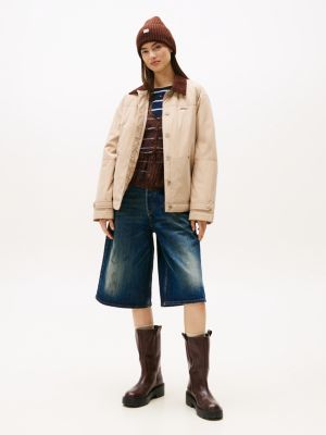 braun rutschhemmender mittelhoher lederstiefel für damen - tommy jeans