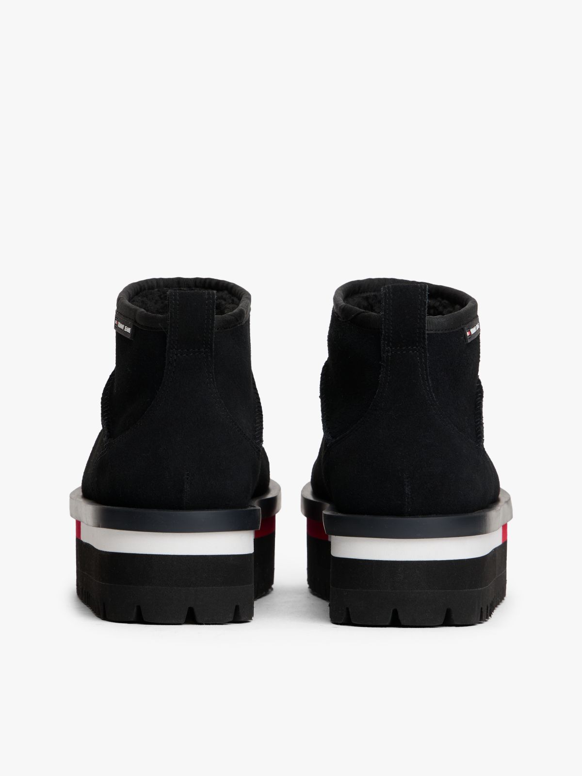 Suede Platform Cleat Warm Lined Snow Boots — Black
