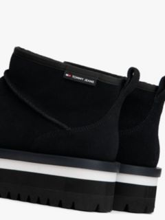 Suede Platform Cleat Warm Lined Snow Boots — Black 6