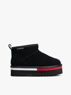 Suede Platform Cleat Warm Lined Snow Boots — Black 1