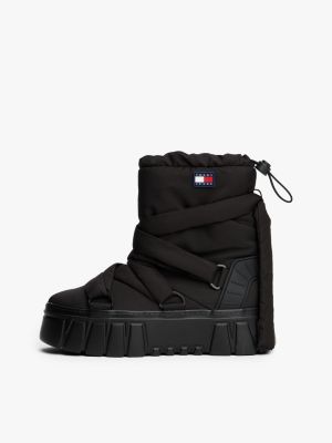 black warm lined chunky cleat hybrid snow boots for women tommy jeans