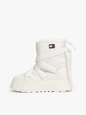 white warm lined chunky cleat hybrid snow boots for women tommy jeans