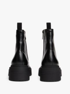 Shiny Leather Chunky Cleat Mid Boots — Black 4