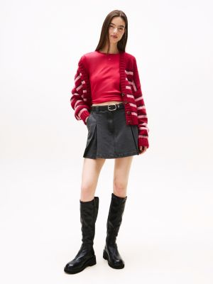 bottes hauteur genou en cuir zippées noir pour femmes tommy jeans