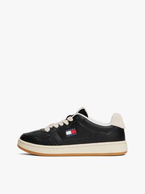 baskets archive en cuir noir pour femmes tommy jeans