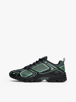 groen archive sneaker met profielzool voor dames - tommy jeans