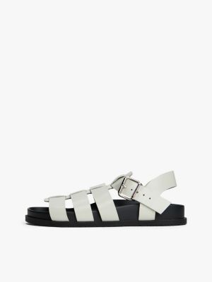 sandales fisherman en cuir verni vert pour femmes tommy jeans