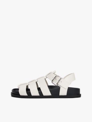 weiß fisherman-sandale aus lackleder für damen - tommy jeans