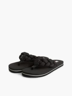 Braided Padded Strap Serrated Flip-Flops — Black 2