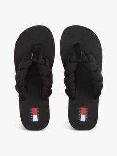 Braided Padded Strap Serrated Flip-Flops — Black 3