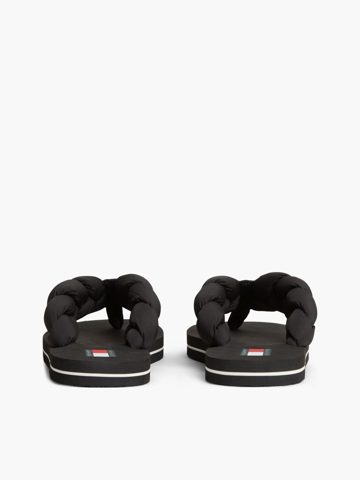 Braided Padded Strap Serrated Flip-Flops — Black