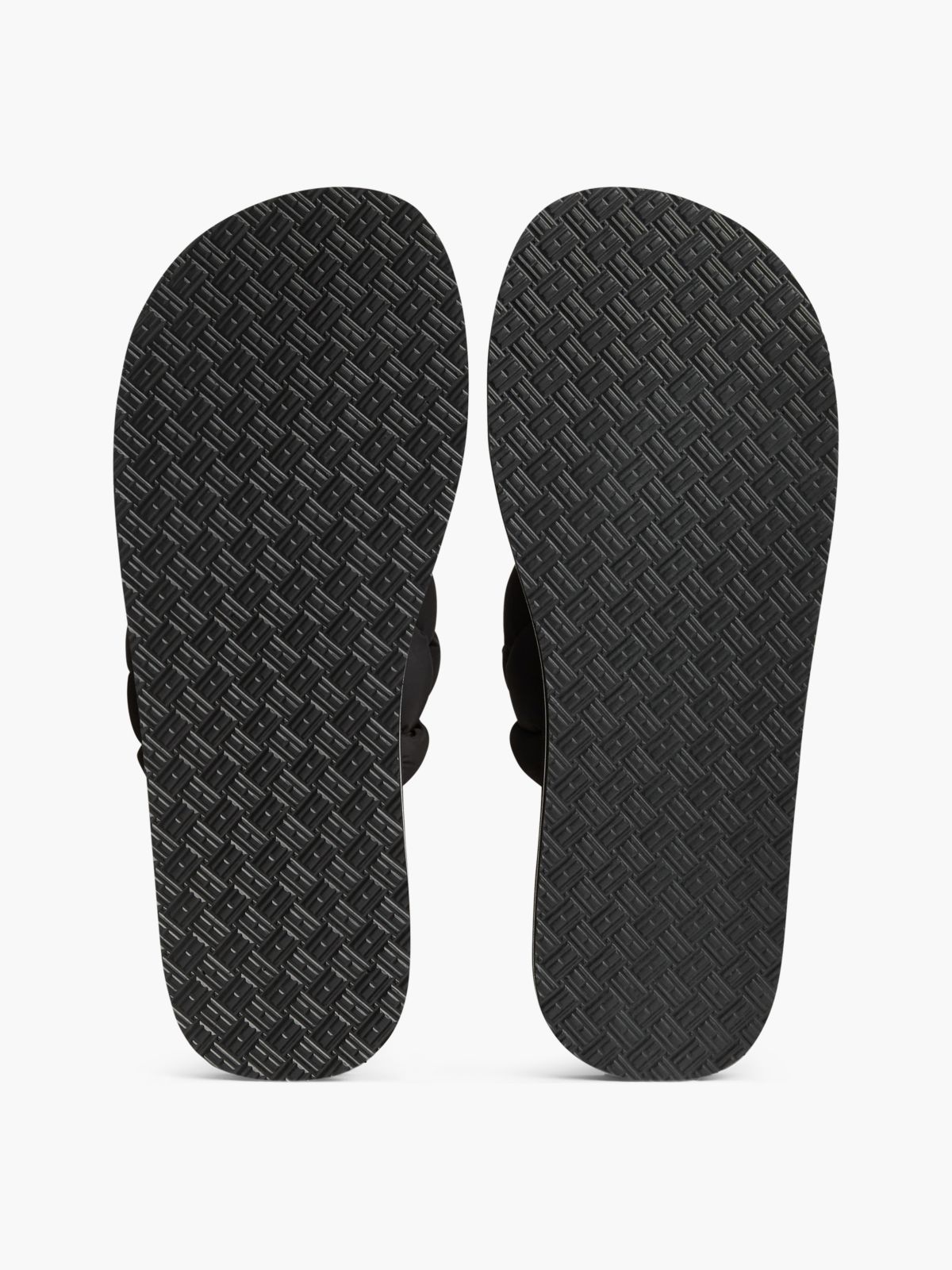 Braided Padded Strap Serrated Flip-Flops — Black