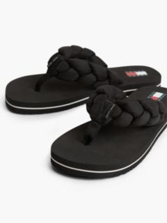 Braided Padded Strap Serrated Flip-Flops — Black 6