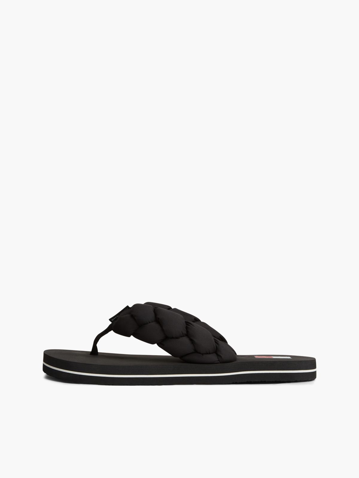 Braided Padded Strap Serrated Flip-Flops — Black
