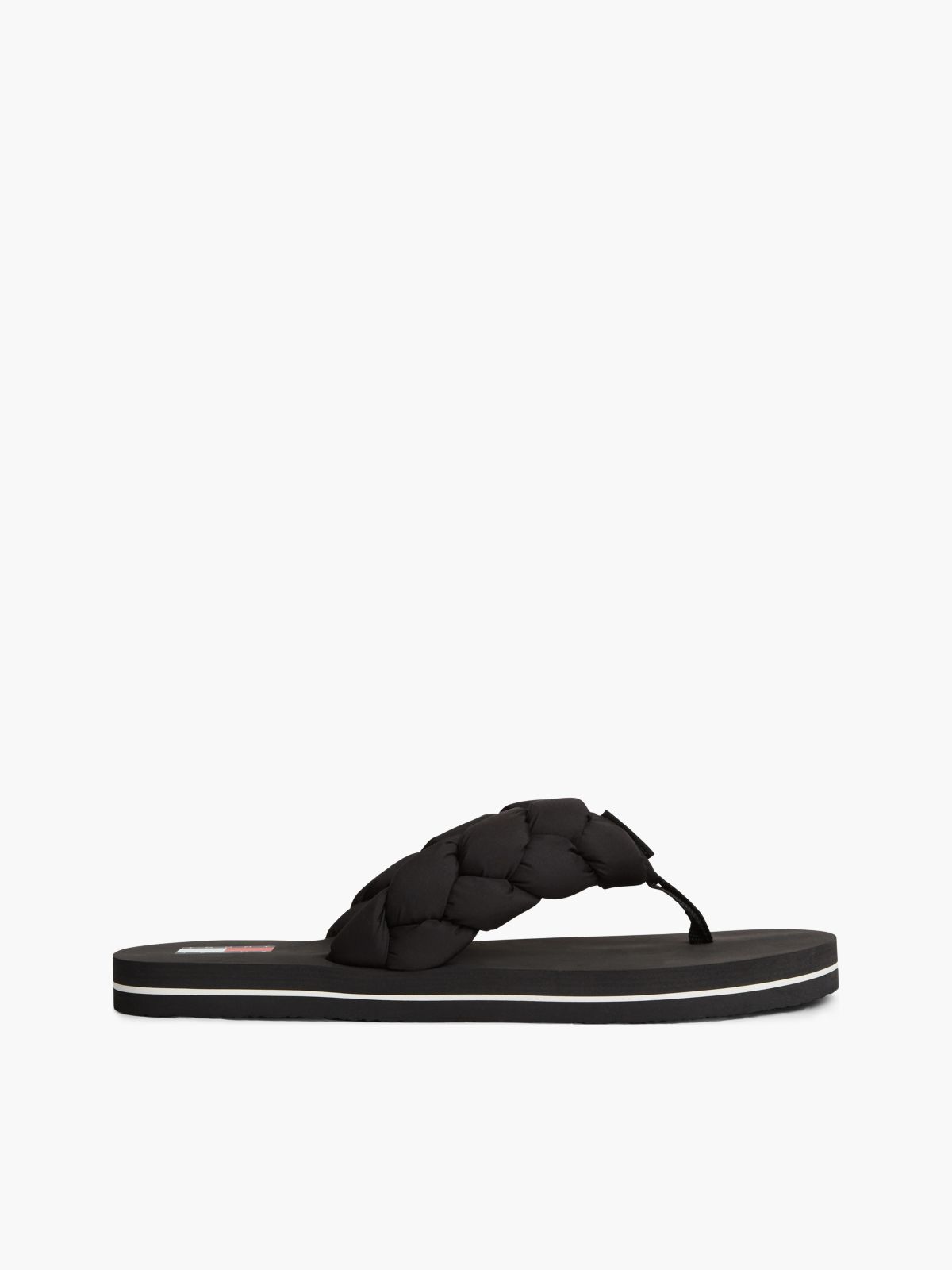 Braided Padded Strap Serrated Flip-Flops — Black