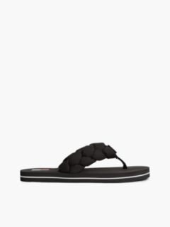 Braided Padded Strap Serrated Flip-Flops — Black 1