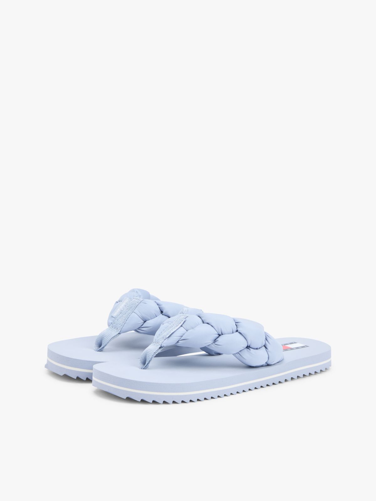 Braided Padded Strap Serrated Flip-Flops — Blue