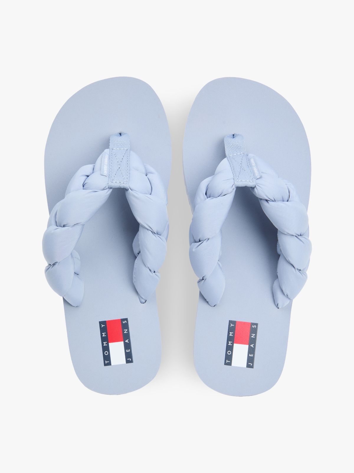 Braided Padded Strap Serrated Flip-Flops — Blue