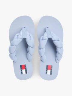 Braided Padded Strap Serrated Flip-Flops — Blue 3