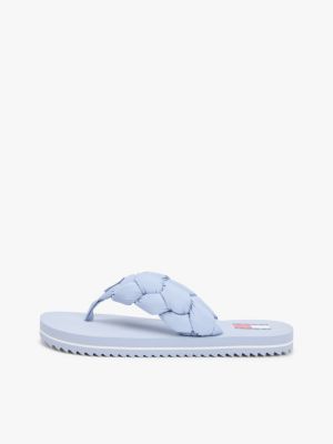 blue braided padded strap serrated flip-flops for women tommy jeans