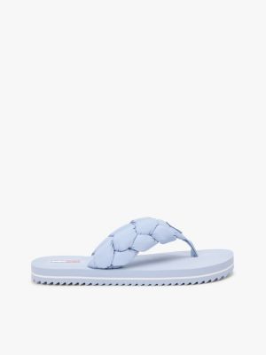 blue braided padded strap serrated flip-flops for women tommy jeans