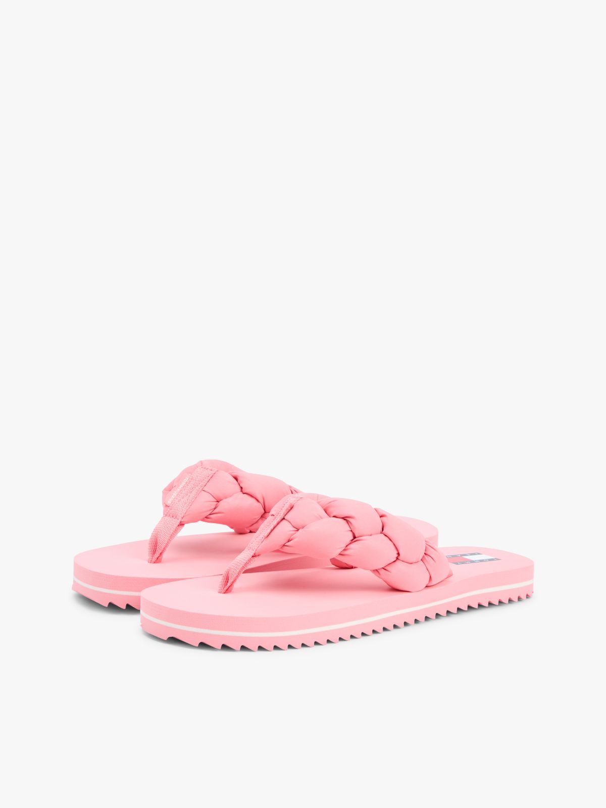 Braided Padded Strap Serrated Flip-Flops — Pink