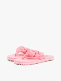 Braided Padded Strap Serrated Flip-Flops — Pink 2