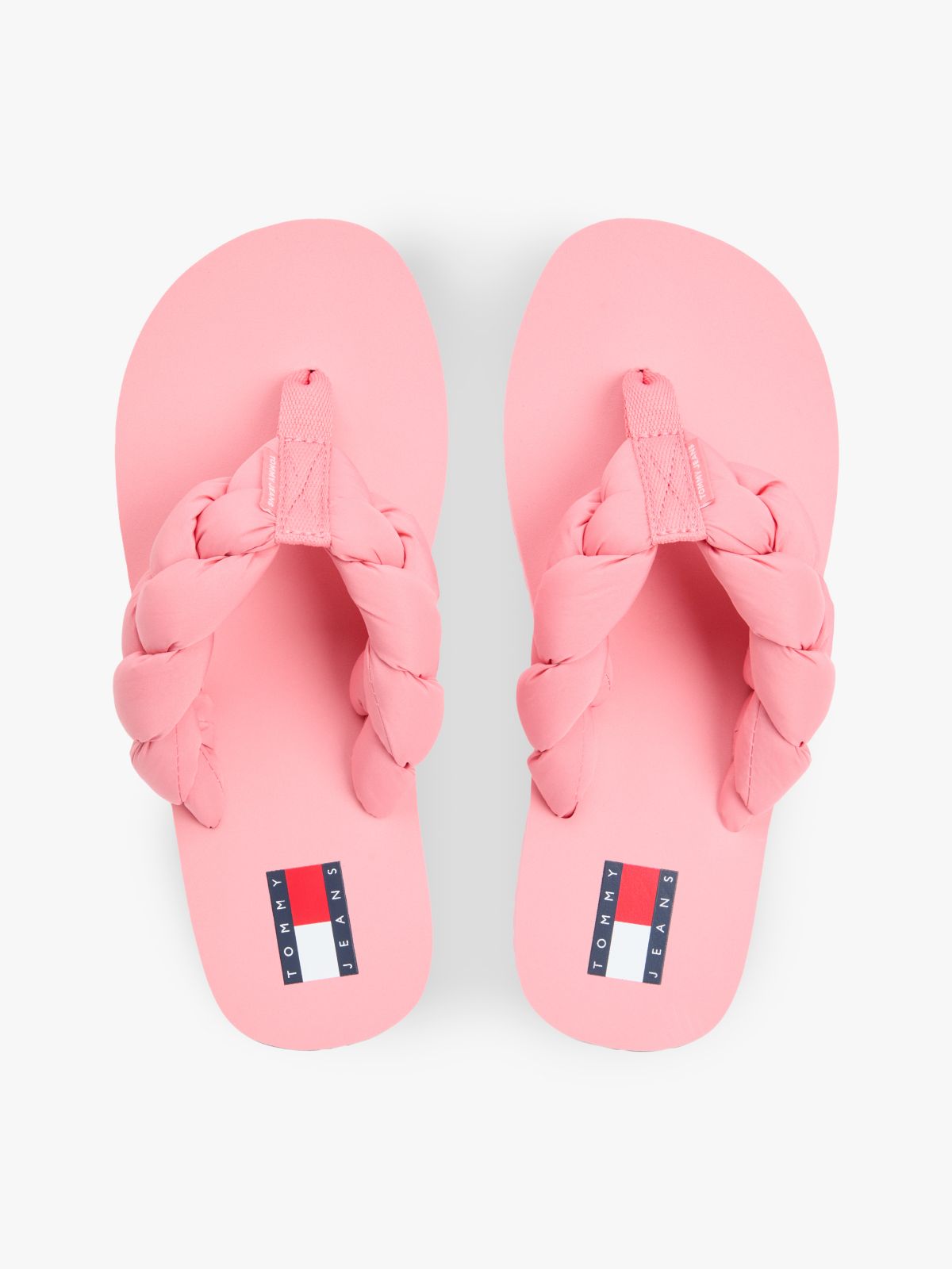 Braided Padded Strap Serrated Flip-Flops — Pink
