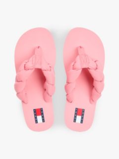 Braided Padded Strap Serrated Flip-Flops — Pink 3