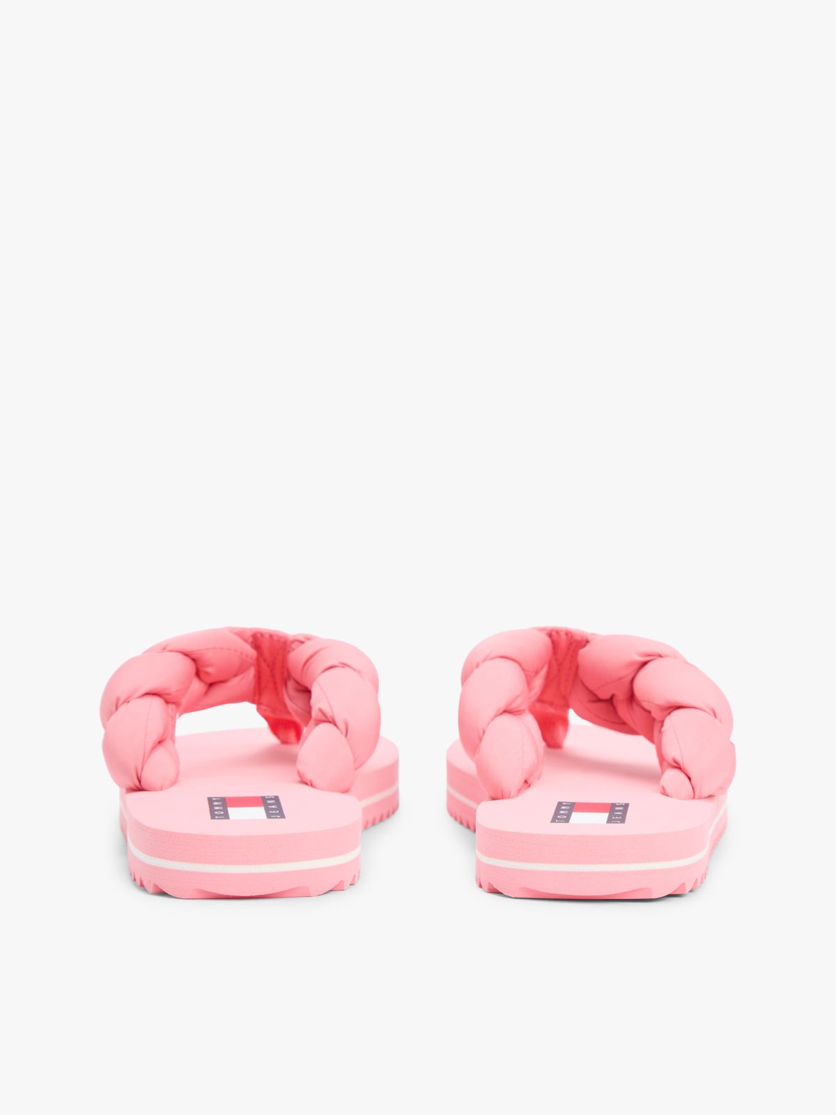 Braided Padded Strap Serrated Flip-Flops — Pink