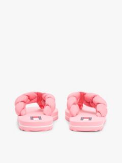 Braided Padded Strap Serrated Flip-Flops — Pink 4