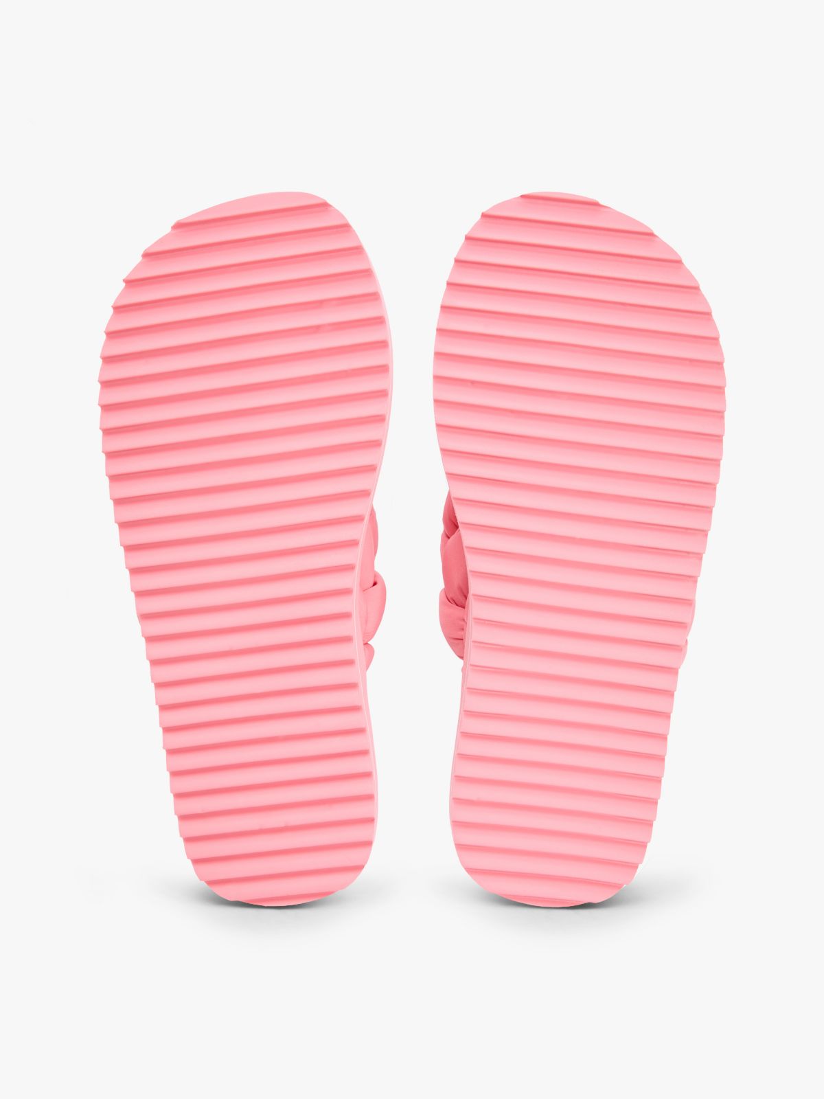 Braided Padded Strap Serrated Flip-Flops — Pink